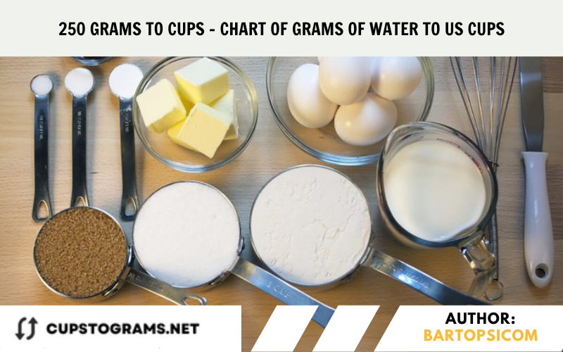 250 grams to cups - Chart of grams of water to US cups