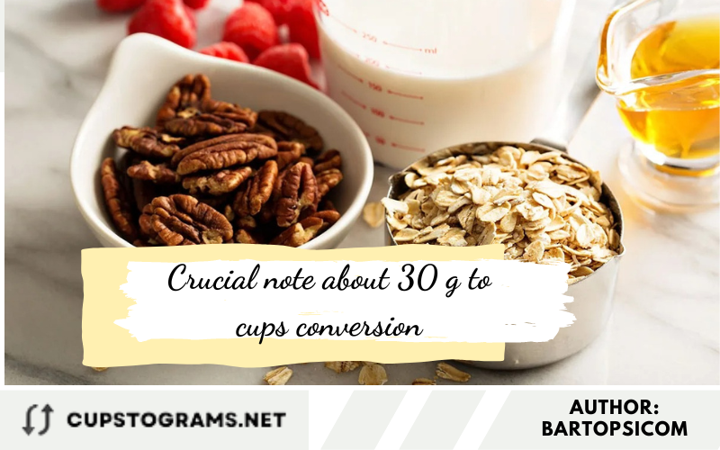 Crucial note about 30 g to cups conversion