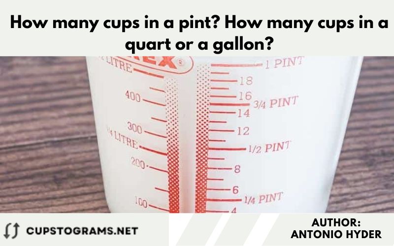 How many cups in a pint? How many cups in a quart or a gallon?