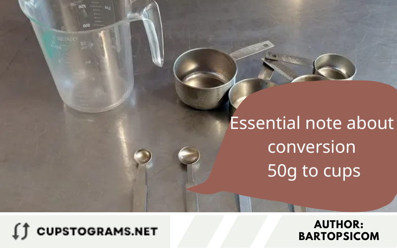 Essential note about conversion 50g to cups