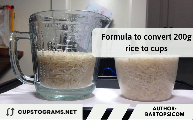 Formula to convert 200g rice to cups