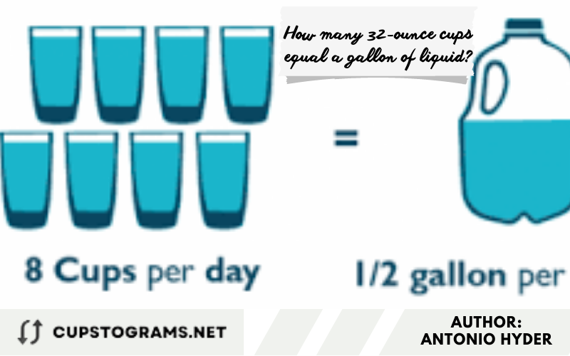 How many 32-ounce cups equal a gallon of liquid?