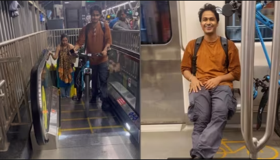 Video Of Man Travelling With Bicycle In Mumbai Metro 