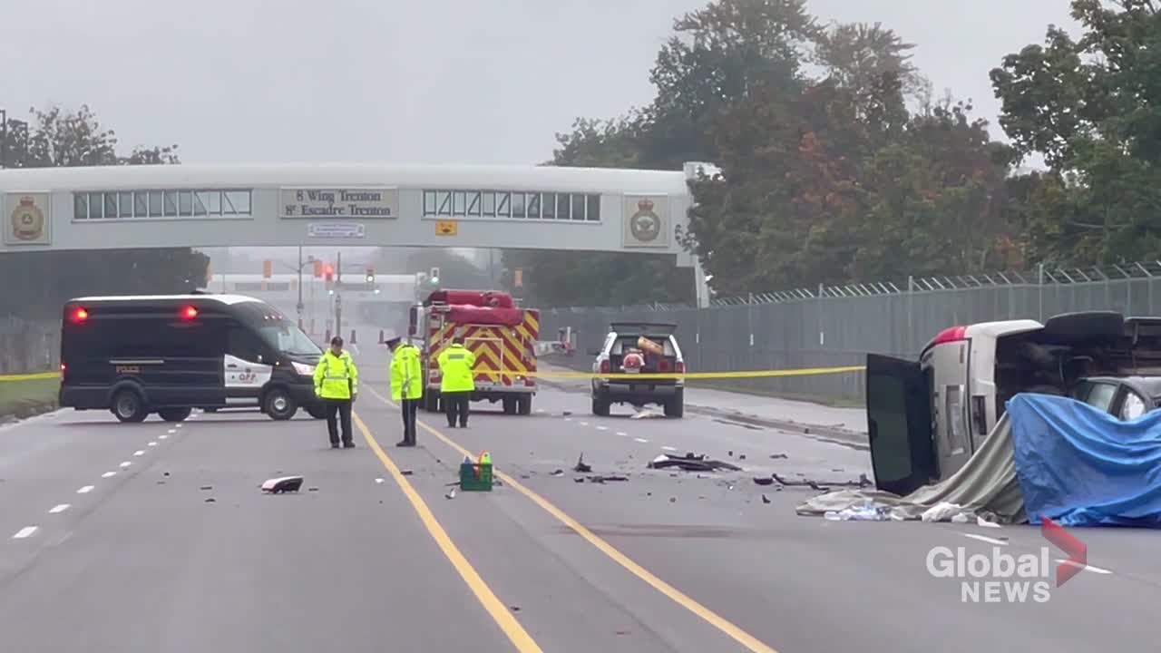 Two people die in car crash: fatal near Trenton, Ontario CCTV Footage